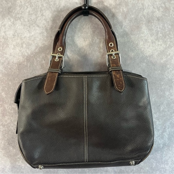 Dooney and Bourke Purse Black Brown All Weather Leather Tote Shoulder Bag 12.5x8 - Picture 1 of 10